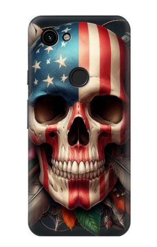 S4015 Skull American Flag Case Cover Custodia per Google Pixel 3a