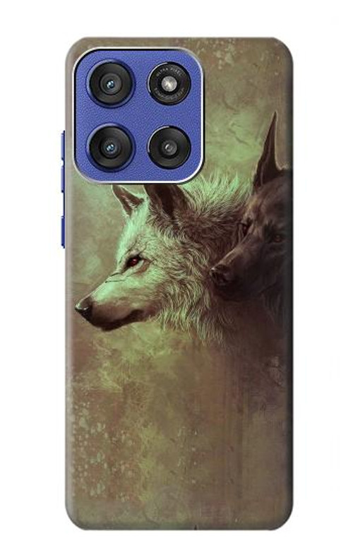 S0931 White Black Wolf Case Cover Custodia per Motorola Moto G Stylus 5G (2025), Edge 60 Stylus