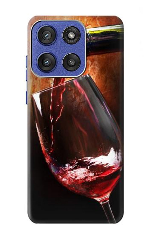 S2396 Red Wine Bottle And Glass Case Cover Custodia per Motorola Moto G Stylus 5G (2025), Edge 60 Stylus