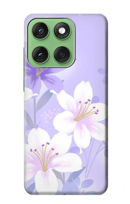 S2361 Purple White Flowers Case Cover Custodia per Motorola Edge 60 S2361 Purple White Flowers Case Cover Custodia per Motorola Edge 60