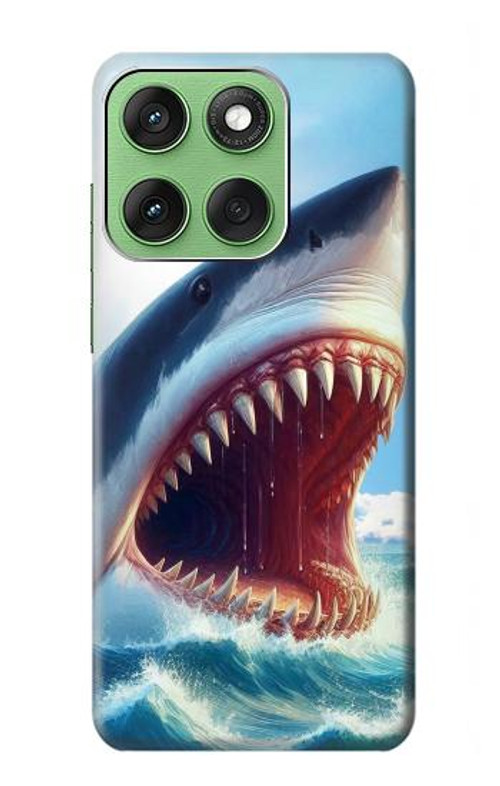 S4004 Oil Color Painting Giant Shark.jpeg Case Cover Custodia per Motorola Edge 60