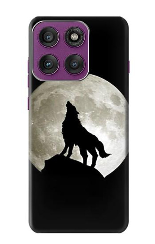 S1981 Wolf Howling at The Moon Case Cover Custodia per Motorola Edge 60 Pro