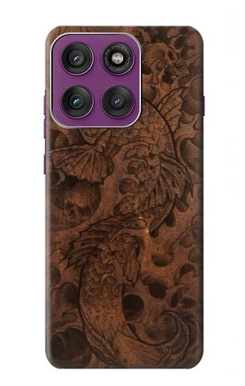 S3405 Fish Tattoo Leather Graphic Print Case Cover Custodia per Motorola Edge 60 Pro