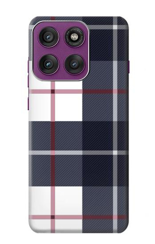 S3452 Plaid Fabric Pattern Case Cover Custodia per Motorola Edge 60 Pro