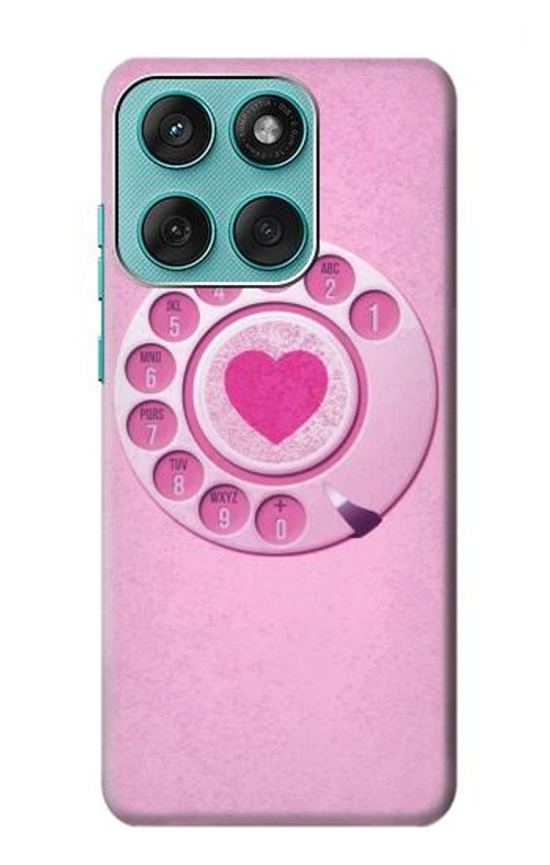 S2847 Pink Retro Rotary Phone Case Cover Custodia per Motorola Edge 60 Fusion