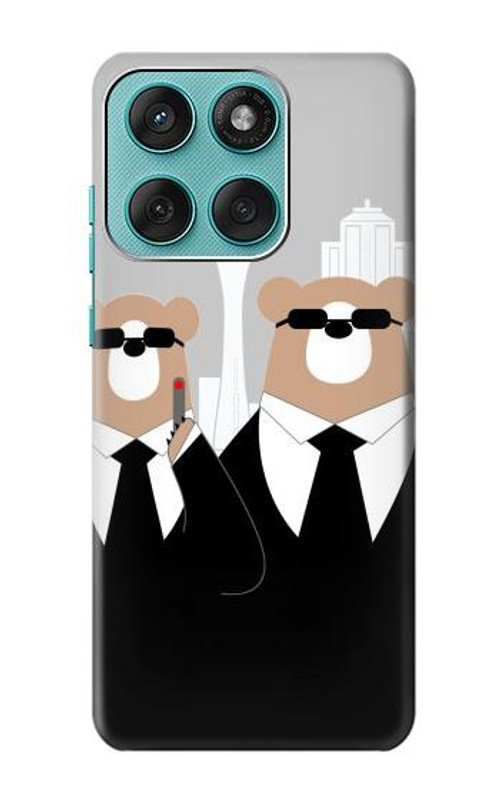 S3557 Bear in Black Suit Case Cover Custodia per Motorola Edge 60 Fusion