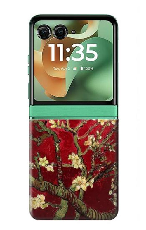 S2414 Red Blossoming Almond Tree Van Gogh Case Cover Custodia per Motorola Razr 60, Razr 2025 S2414 Red Blossoming Almond Tree Van Gogh Case Cover Custodia per Motorola Razr 60, Razr 2025