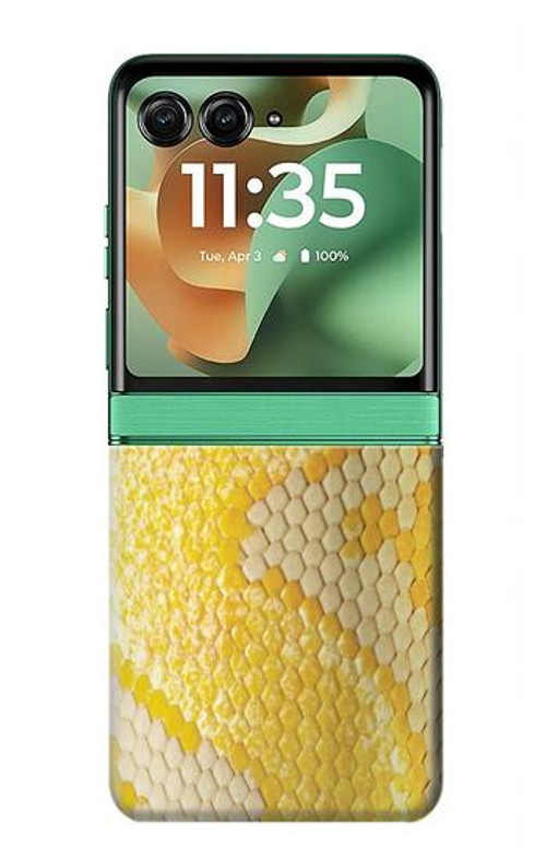 S2713 Yellow Snake Skin Graphic Printed Case Cover Custodia per Motorola Razr 60, Razr 2025 S2713 Yellow Snake Skin Graphic Printed Case Cover Custodia per Motorola Razr 60, Razr 2025