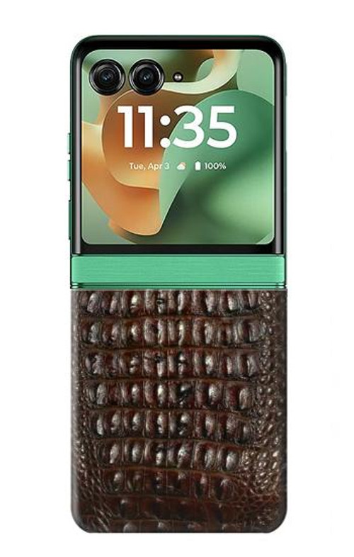 S2850 Brown Skin Alligator Graphic Printed Case Cover Custodia per Motorola Razr 60, Razr 2025