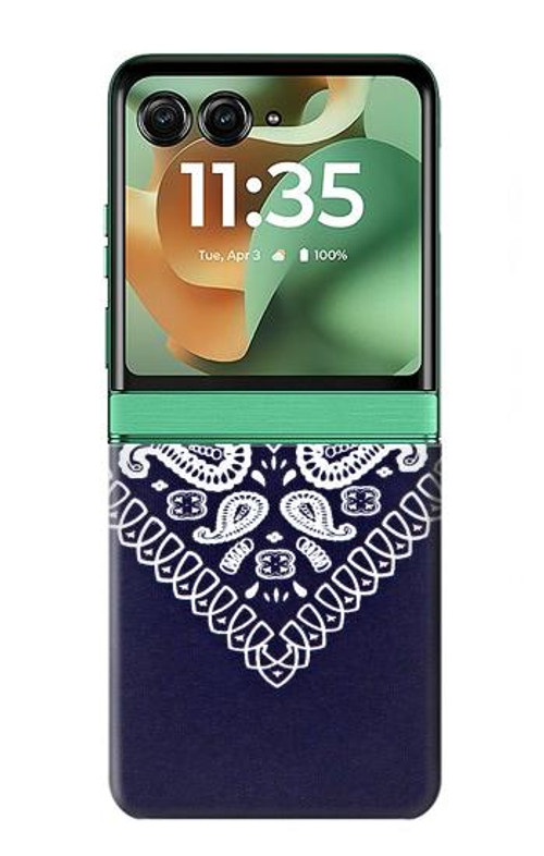 S3357 Navy Blue Bandana Pattern Case Cover Custodia per Motorola Razr 60, Razr 2025