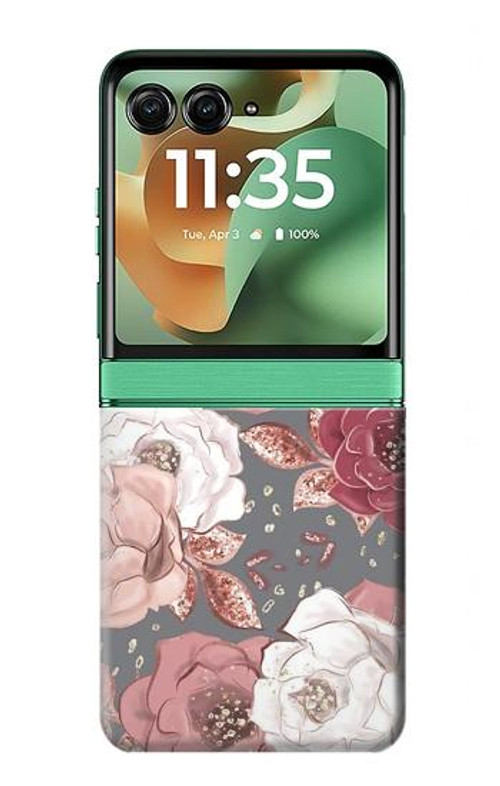 S3716 Rose Floral Pattern Case Cover Custodia per Motorola Razr 60, Razr 2025