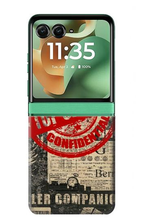 S3937 Text Top Secret Art Vintage Case Cover Custodia per Motorola Razr 60, Razr 2025