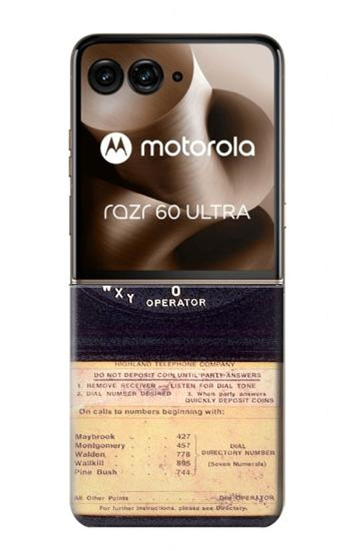 S0086 Payphone Vintage Case Cover Custodia per Motorola Razr 60 Ultra, Razr Ultra 2025