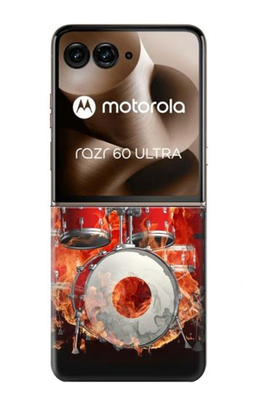 S1431 Skull Drum Fire Rock Case Cover Custodia per Motorola Razr 60 Ultra, Razr Ultra 2025