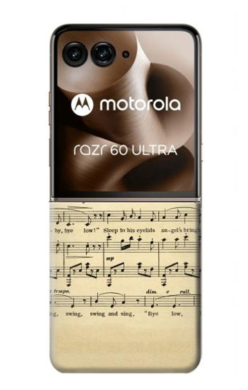 S2504 Vintage Music Sheet Case Cover Custodia per Motorola Razr 60 Ultra, Razr Ultra 2025 S2504 Vintage Music Sheet Case Cover Custodia per Motorola Razr 60 Ultra, Razr Ultra 2025