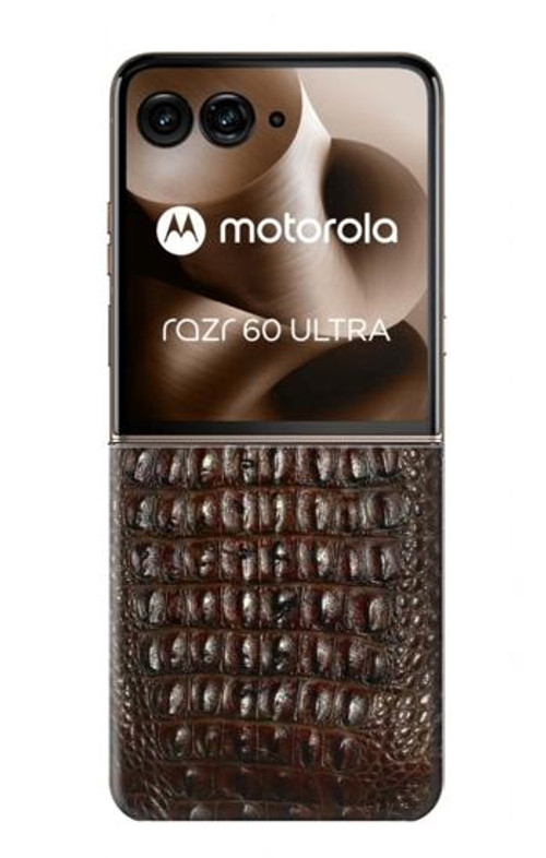 S2850 Brown Skin Alligator Graphic Printed Case Cover Custodia per Motorola Razr 60 Ultra, Razr Ultra 2025 S2850 Brown Skin Alligator Graphic Printed Case Cover Custodia per Motorola Razr 60 Ultra, Razr Ultra 2025