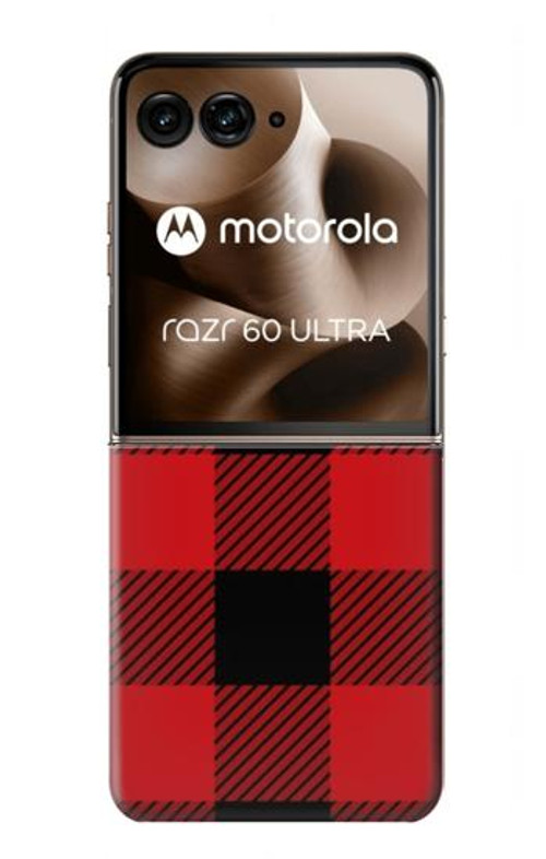 S2931 Red Buffalo Check Pattern Case Cover Custodia per Motorola Razr 60 Ultra, Razr Ultra 2025