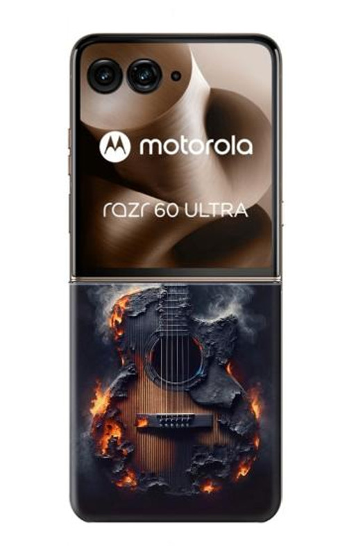 S3972 Burned Acoustic Guitar Graphic Case Cover Custodia per Motorola Razr 60 Ultra, Razr Ultra 2025