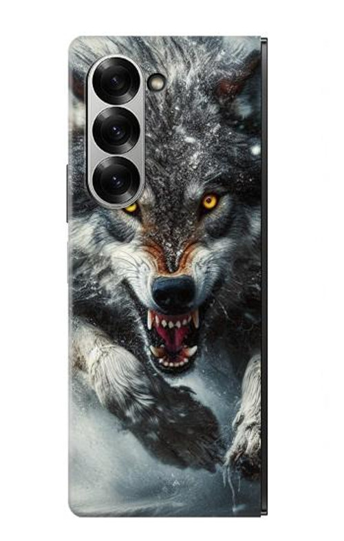 S3965 Angry Wolf Running Case Cover Custodia per Samsung Galaxy Z Fold 7