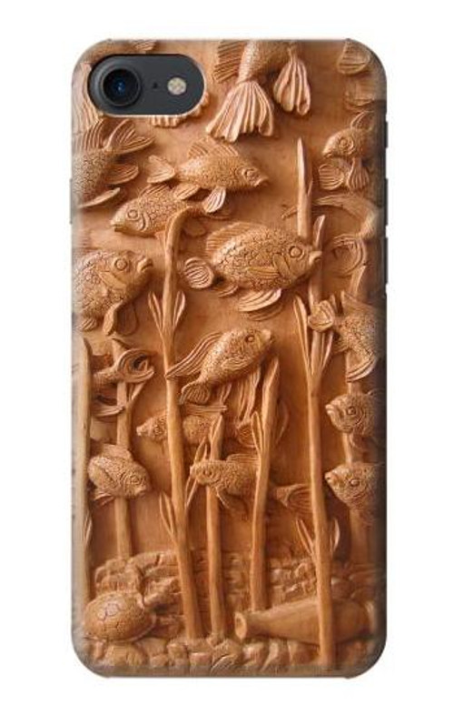 S1307 Fish Wood Carving Graphic Printed Case Cover Custodia per iPhone 7, iPhone 8