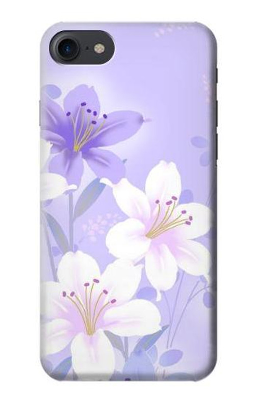 S2361 Purple White Flowers Case Cover Custodia per iPhone 7, iPhone 8