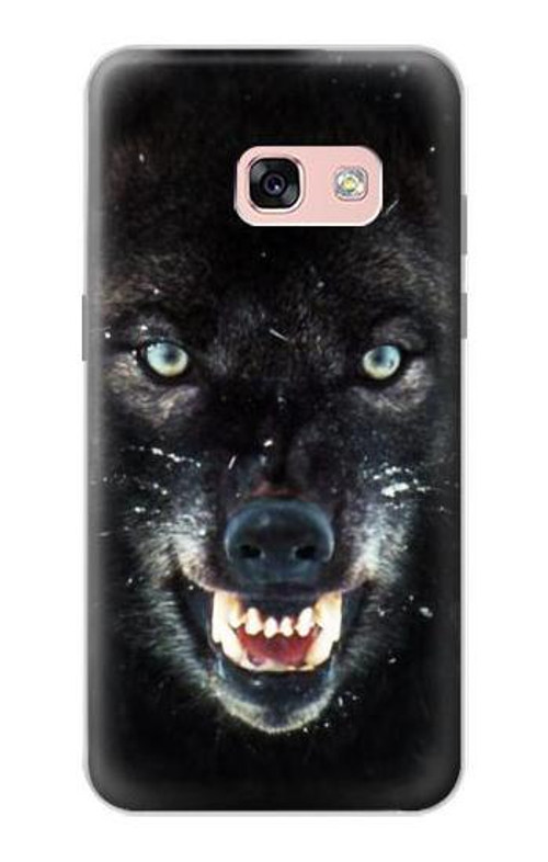 S2823 Black Wolf Blue Eyes Face Case Cover Custodia per Samsung Galaxy A3 (2017)