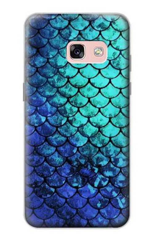 S3047 Green Mermaid Fish Scale Case Cover Custodia per Samsung Galaxy A3 (2017)