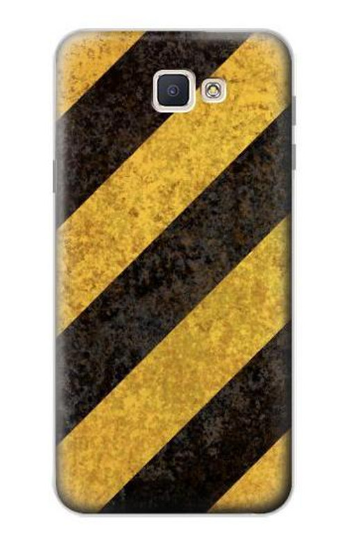 S2231 Yellow and Black Line Hazard Striped Case Cover Custodia per Samsung Galaxy J7 Prime (SM-G610F)