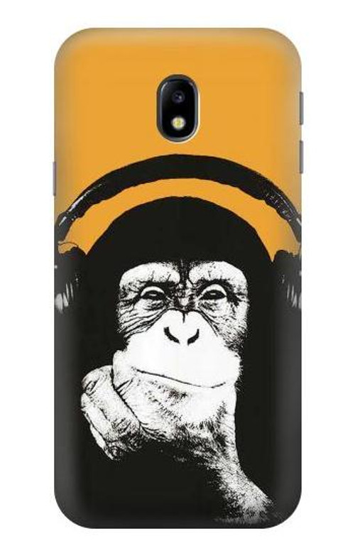 S2324 Funny Monkey with Headphone Pop Music Case Cover Custodia per Samsung Galaxy J3 (2017) EU Version