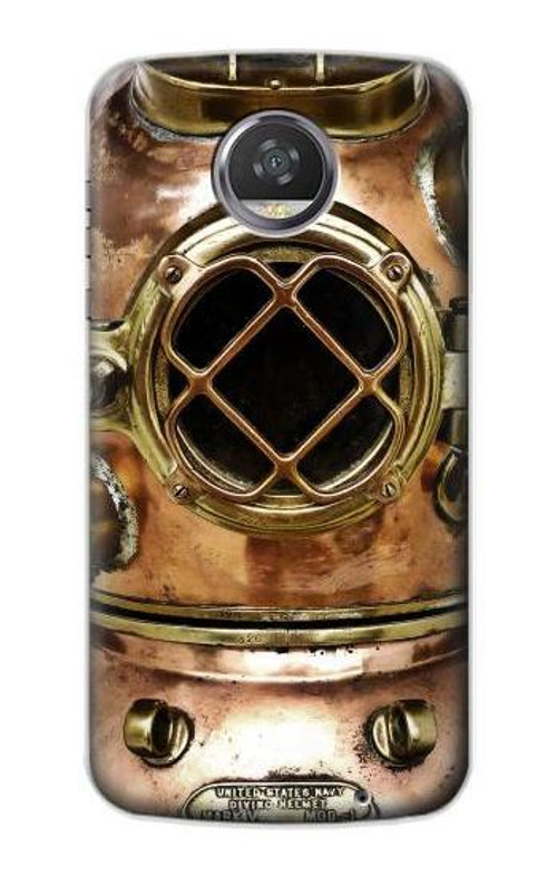 S2412 Vintage Deep Sea Diving Helmet Case Cover Custodia per Motorola Moto Z2 Play, Z2 Force