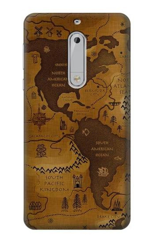 S2861 Antique World Map Case Cover Custodia per Nokia 5