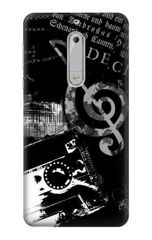 S3197 Music Cassette Note Case Cover Custodia per Nokia 5