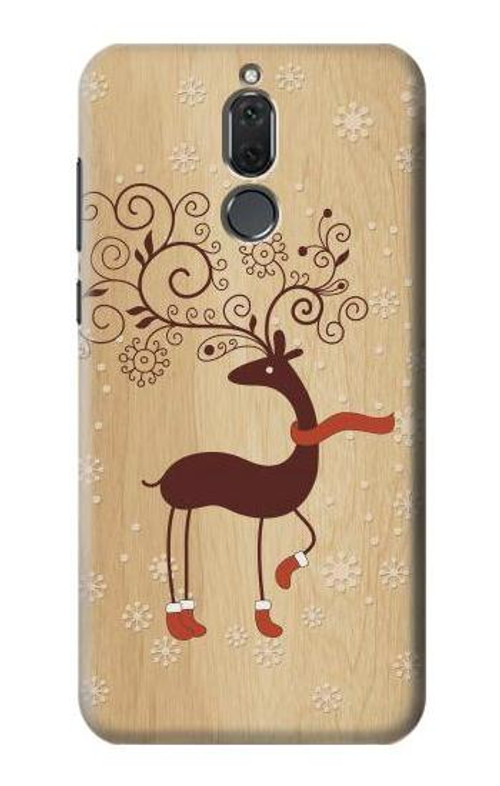 S3081 Wooden Raindeer Graphic Printed Case Cover Custodia per Huawei Mate 10 Lite