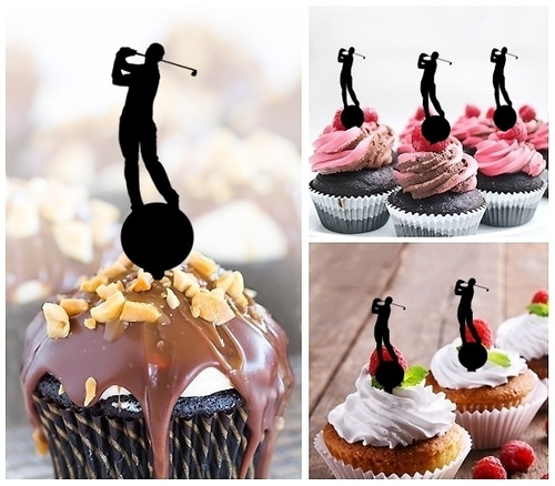 TA0217 Golf Hole in One Acrilico Cupcake Topper Torte e Muffin per Matrimonio Compleanno Festa Decorazione 10 pezzi