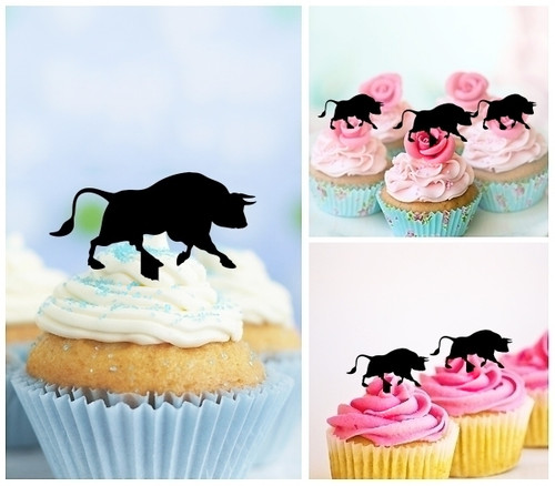 TA0318 Bull Bullfighting Acrilico Cupcake Topper Torte e Muffin per Matrimonio Compleanno Festa Decorazione 10 pezzi