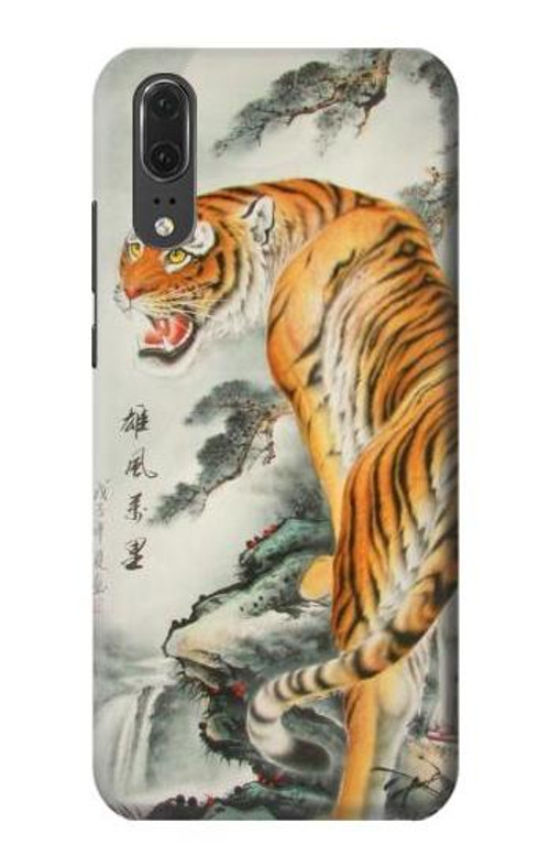 S1934 Chinese Tiger Painting Case Cover Custodia per Huawei P20