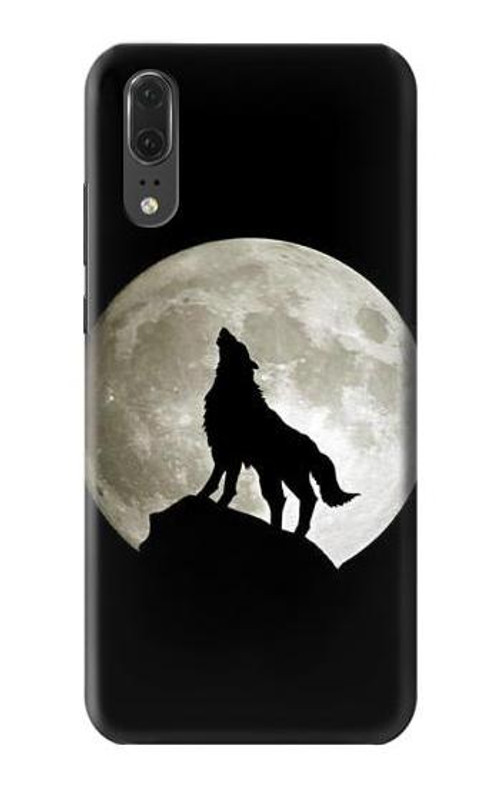 S1981 Wolf Howling at The Moon Case Cover Custodia per Huawei P20