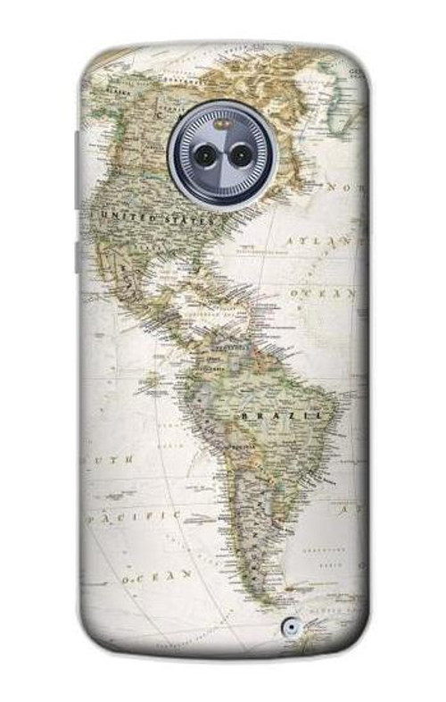 S0604 World Map Case Cover Custodia per Motorola Moto X4