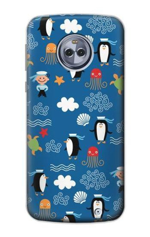 S2572 Marine Penguin Pattern Case Cover Custodia per Motorola Moto X4