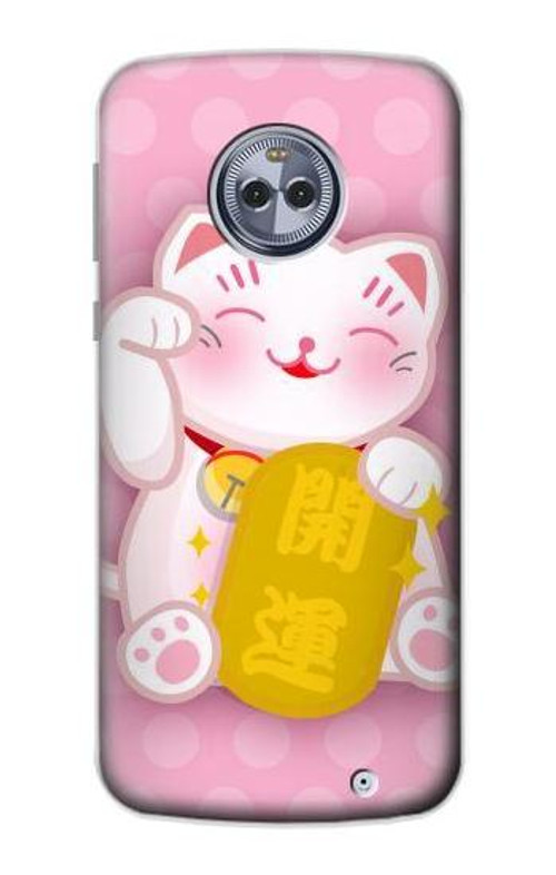 S3025 Pink Maneki Neko Lucky Cat Case Cover Custodia per Motorola Moto X4