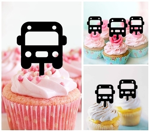 TA0553 Cute Minibus Acrilico Cupcake Topper Torte e Muffin per Matrimonio Compleanno Festa Decorazione 10 pezzi