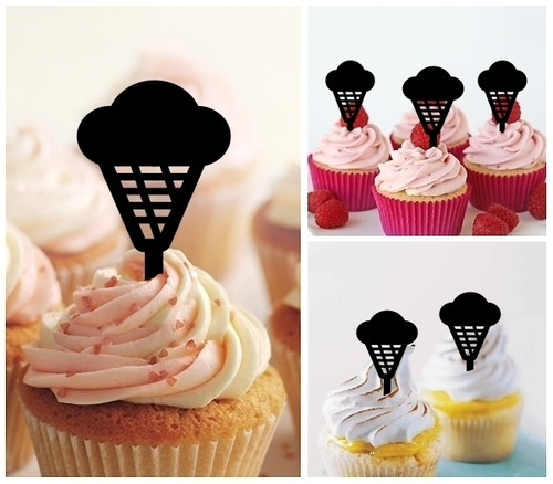 TA0666 Yummy Ice Cream Cone Acrilico Cupcake Topper Torte e Muffin per Matrimonio Compleanno Festa Decorazione 10 pezzi