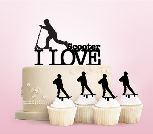 TC0185 I Love Rollerboard Boy Acrilico Cake Cupcake Topper Torte e Muffin per Matrimonio Compleanno Festa Decorazione 11 pezzi