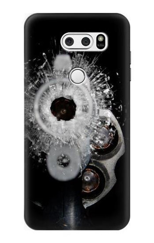S2387 Gun Bullet Hole Glass Case Cover Custodia per LG V30, LG V30 Plus, LG V30S ThinQ, LG V35, LG V35 ThinQ