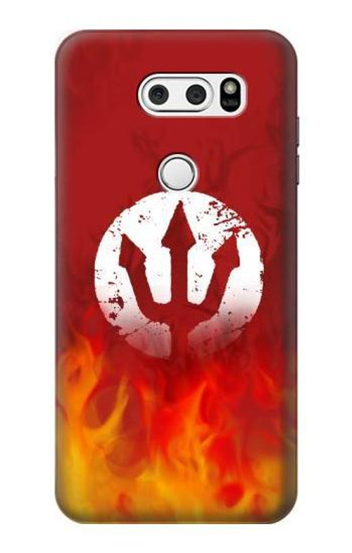 S2803 Fire Red Devil Spear Symbol Case Cover Custodia per LG V30, LG V30 Plus, LG V30S ThinQ, LG V35, LG V35 ThinQ