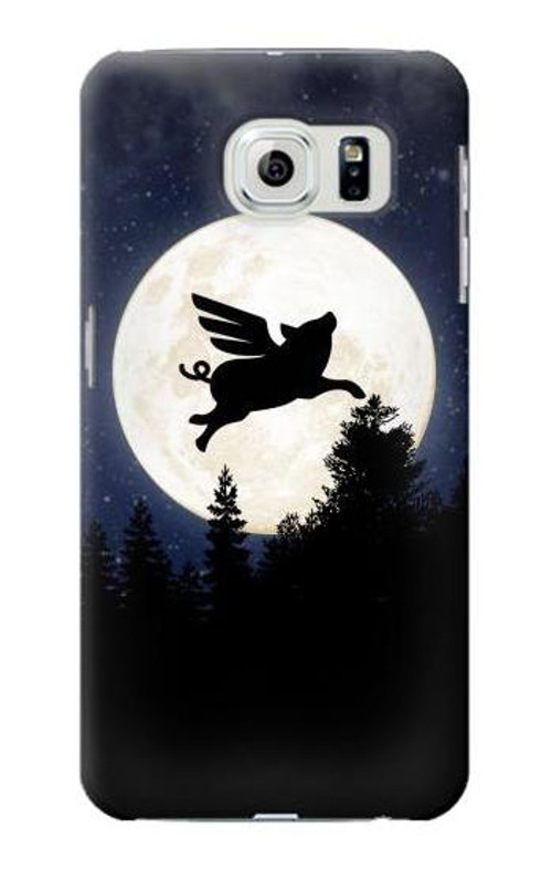 S3289 Flying Pig Full Moon Night Case Cover Custodia per Samsung Galaxy S6