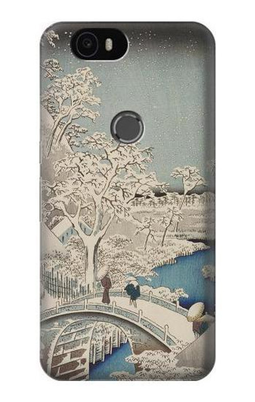 S3350 Utagawa Hiroshige Drum Bridge Yuhi Hill in Meguro Case Cover Custodia per Huawei Nexus 6P