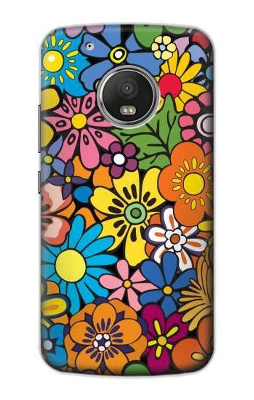 S3281 Colorful Hippie Flowers Pattern Case Cover Custodia per Motorola Moto G5 Plus