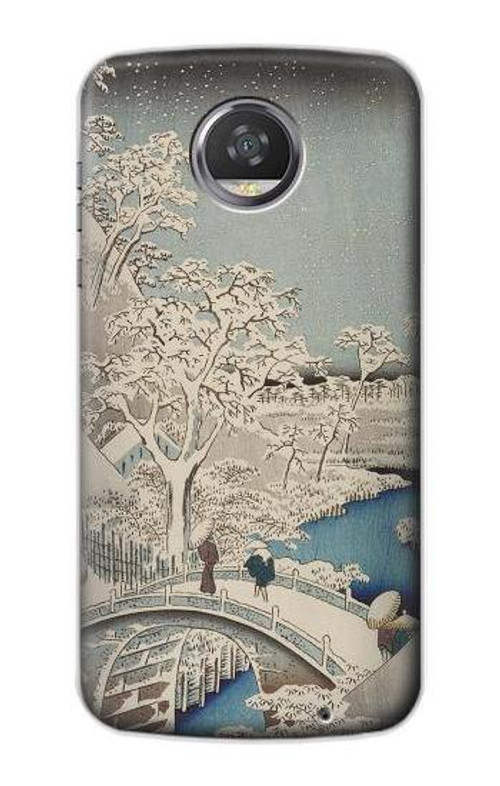 S3350 Utagawa Hiroshige Drum Bridge Yuhi Hill in Meguro Case Cover Custodia per Motorola Moto Z2 Play, Z2 Force