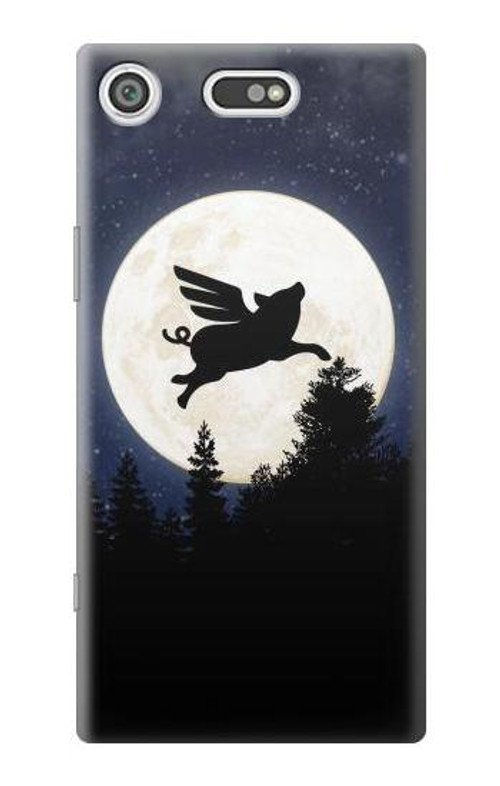 S3289 Flying Pig Full Moon Night Case Cover Custodia per Sony Xperia XZ1